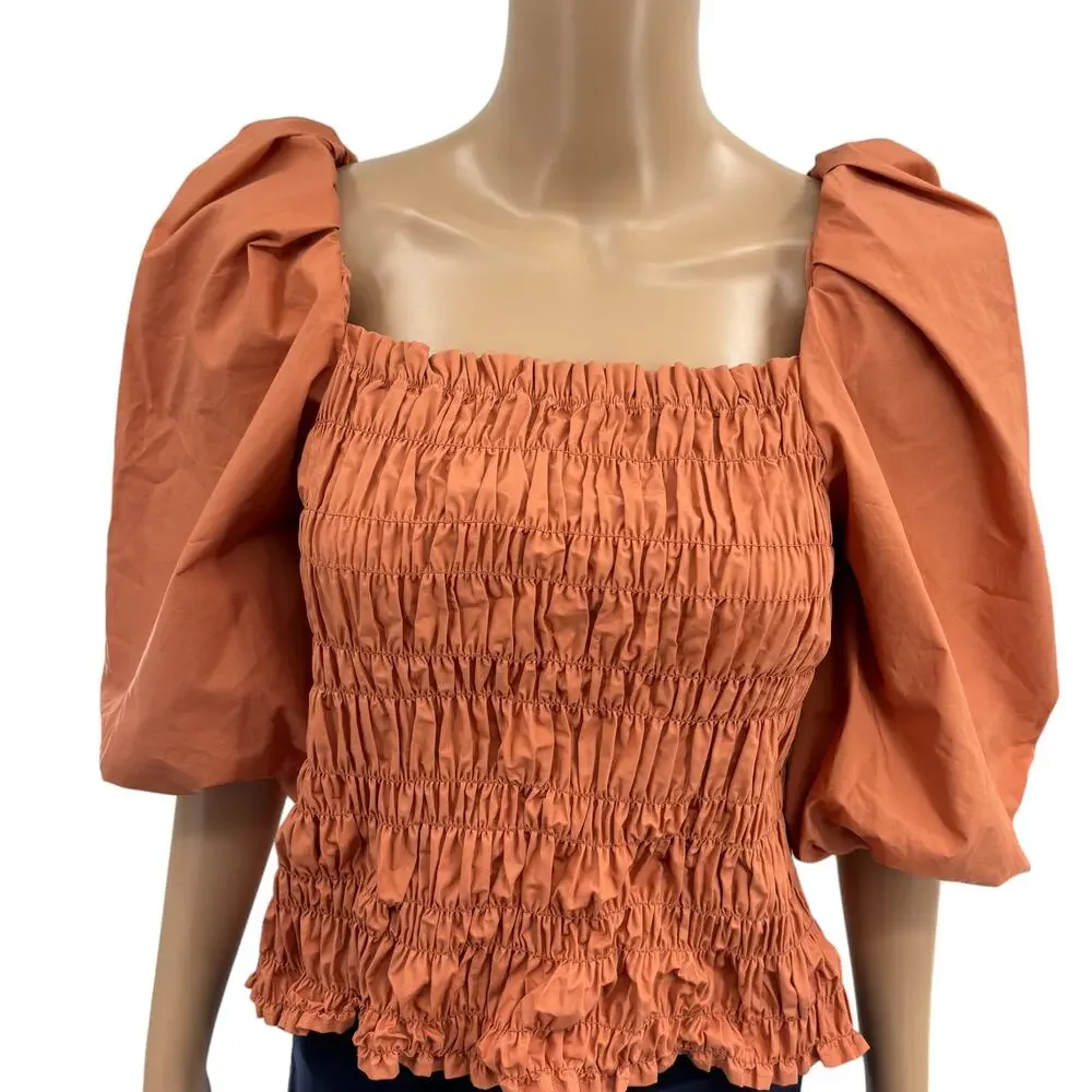Anthropologie x Mare Mare Salina Terracotta Smocked Crop Top